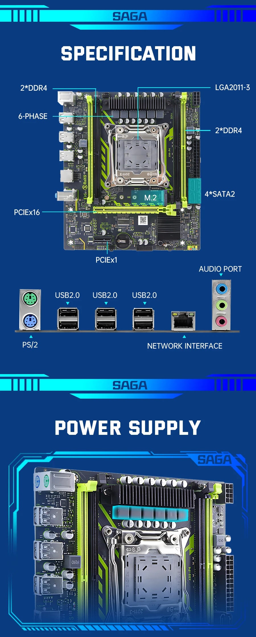 SOYO Gaming Motherboard Set Kit With LGA2011-3 Xeon E5 2650 V4 CPU DDR4 16GB (1*16GB) 2133MHZ RAM Memory M.2 NVME For Desktop.