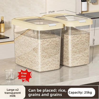 Food Grade Press to Open Seal Moisture Proof Insect Resistant Large Capacity Grain Storage Box Home Use Rice Tub for Grains.