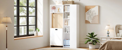 Klappbarer Schreibtisch mit Regalen – 2-in-1-Bücherregal und Schreibtisch, klappbar, mit Steckdose und USB-Anschluss, höhenverstellbare Regale