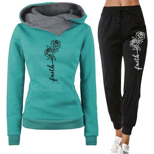 Frauen Trainingsanzug Zwei Stück Set Winter Warme Hoodies + Hosen Pullover Sweatshirts Weibliche Jogging Frau Kleidung Sport Anzug Outfits