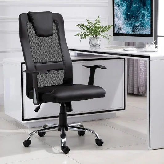 Vinsetto Bürostuhl Drehstuhl höhenverstellbar Chefsessel Schreibtischstuhl ergonomisch PU schwarz 66 x 73 x 108-118 cm