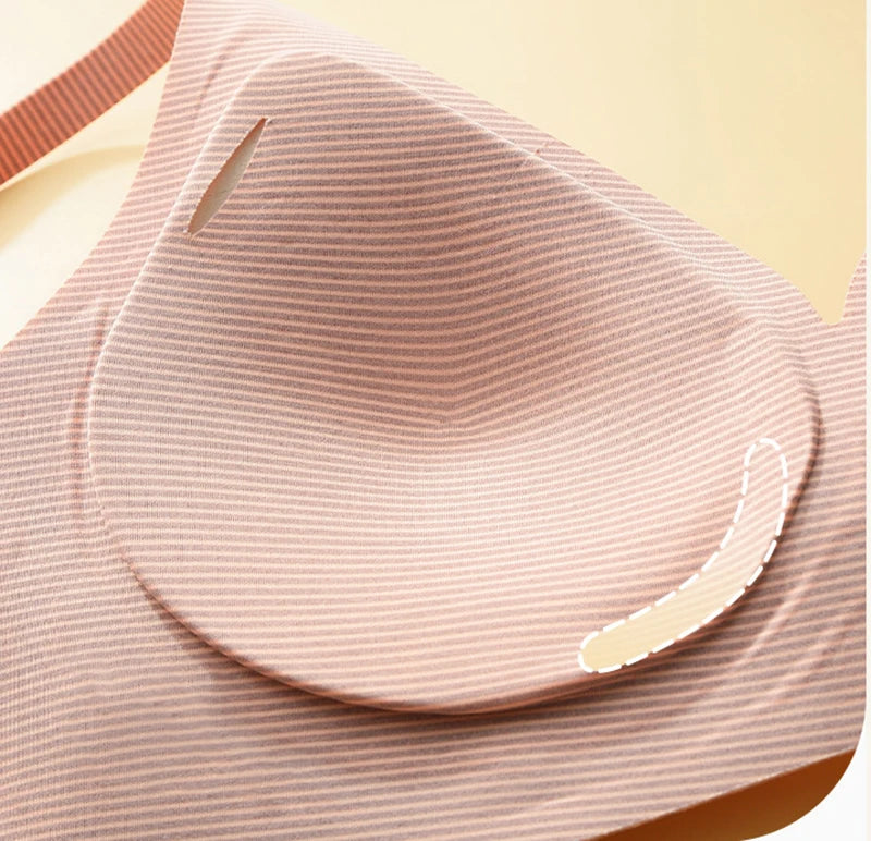 Stripe Color Contrast Soft Support Seamless Women Underwear Semifixed Cup Pad No Steel Ring Adjustable straps Gathered Woman Bra.