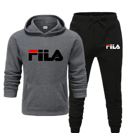 A new men's Spring and Autumn 2025 pullover hoodie + sweatpants two-piece fitness, fashion and casual jogging set.