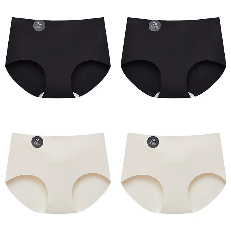 FalllSweet 4PCS Seamless Panties for Woman Ice Silk Underwear Soft Thin Briefs Women's Underpants Fashion Sexy Female Lingerie.