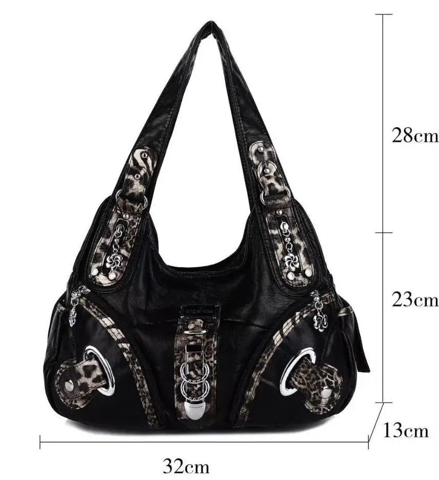 Angelkiss Women Handbags Large Women's Shoulder Bag Leopard Print Top-Handle Fashion Satchel Dumpling Shoulder Tote Hobos Bag