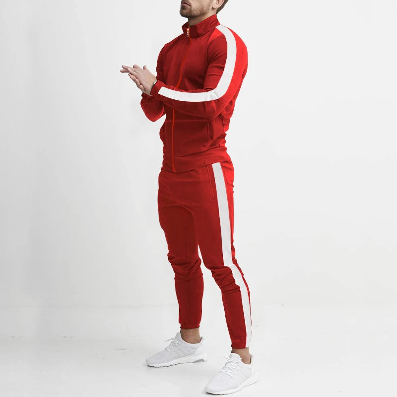Frühling und Herbst neue Freizeit Herren Sport Set farbige Herren Stehkragen Casual Set trend ige Sport 2-teiliges Set.