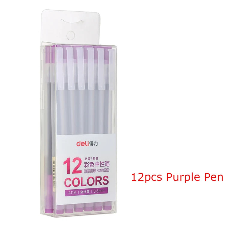 Deli 12 Teile/satz Gel Stift Schule Stifte Set Stift 0,5 MM Farbe Tinte Schreibwaren Student LieferungenWasser-basierte Stift Schreiben malerei Werkzeuge