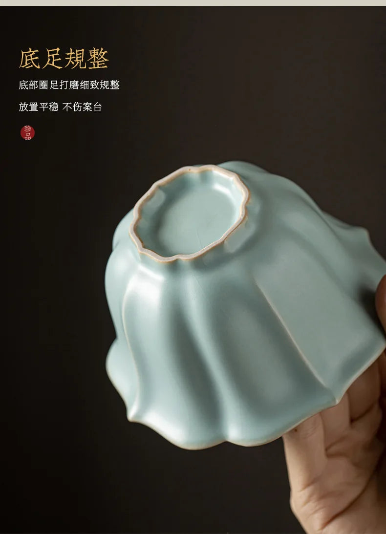 155ml Imitation Song Dynasty Azure Ru Kiln Gaiwan Porcelain Bowl Tea Bowl Tea Tureen Tea Brewing Cover Bowl Chinese Tea Set Gift.