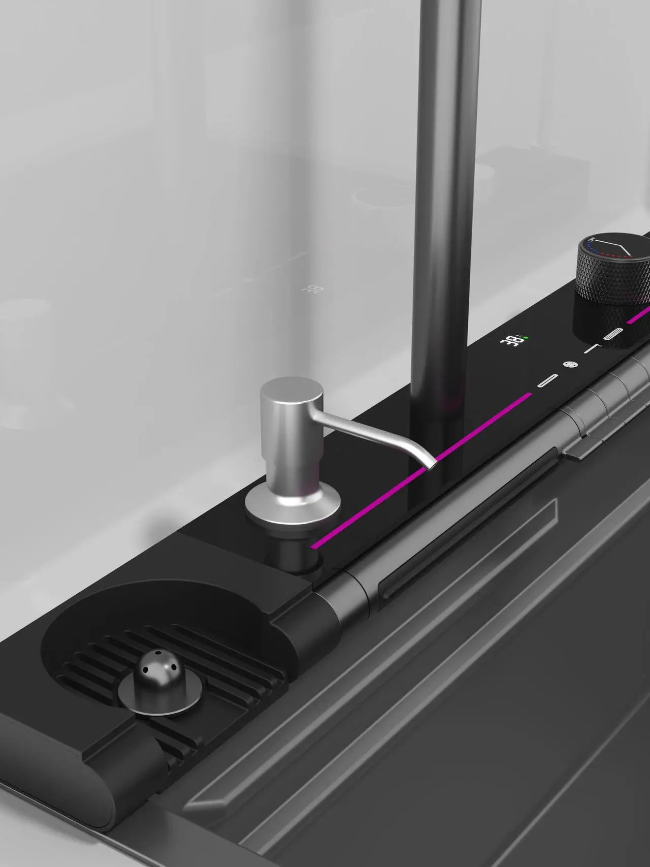 Stainless Steel Kitchen Waterfall Sink Embossed Digital Display Large Single Slot All-in-one Faucet Multi-functional Wash Bain