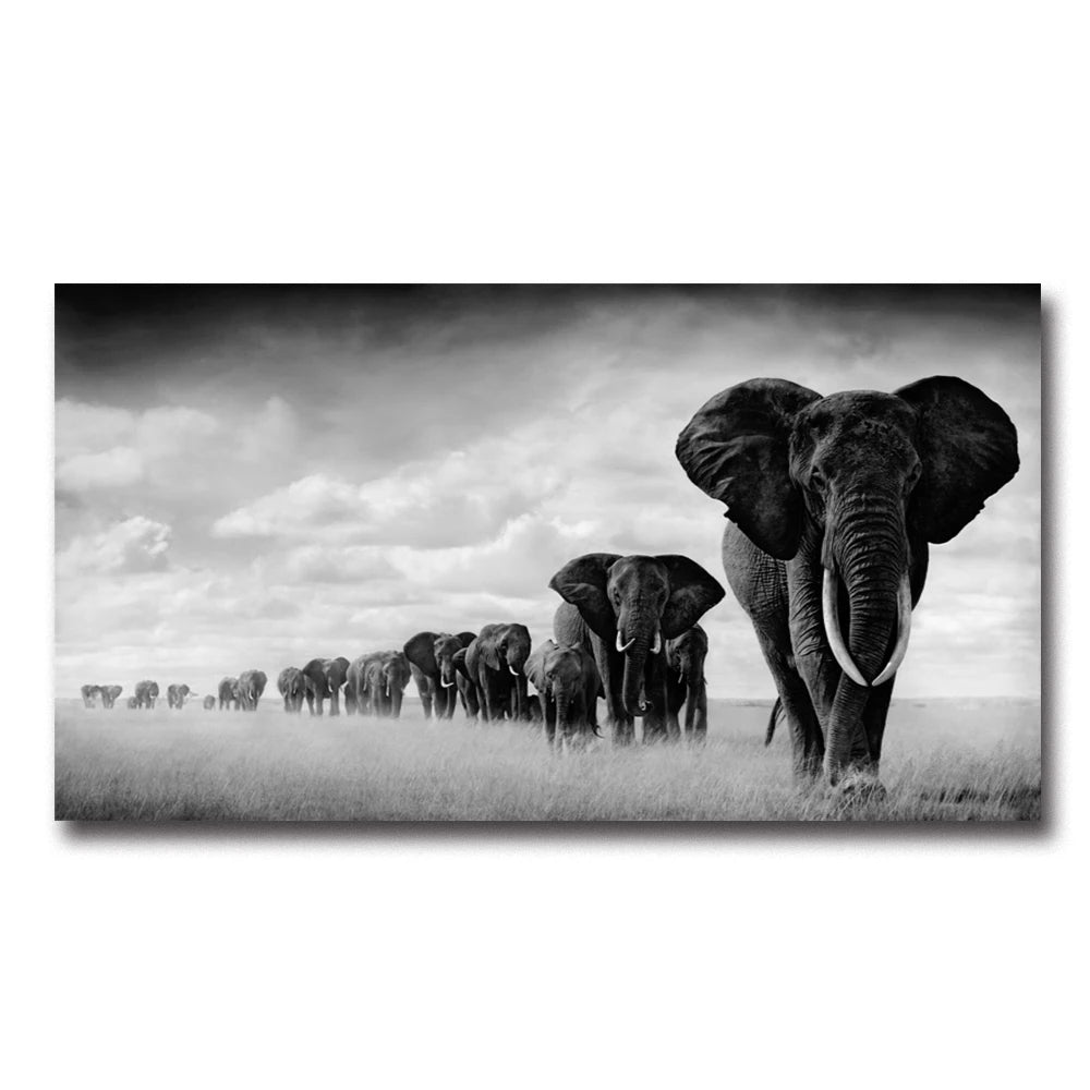 Walking Elephant Home Decoration Canvas Painting Modern Light Luxury Living Room Wall Art Posters High End Picture Print Artwork