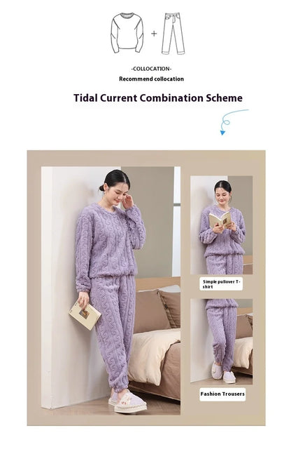 Korallen Samt Neue Warme Pyjamas Homewear Anzug Japanische und Koreanische frauen Herbst und Winter Verdickte Lose Pyjamas Homewear Anzug.