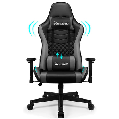 AUTHMIC Ergonomischer Gaming-Stuhl, Büro-Liegestuhl mit Lordosenstütze, verstellbare Armlehne, 150 kg Belastung für Heimarbeit, Gamer-Setup