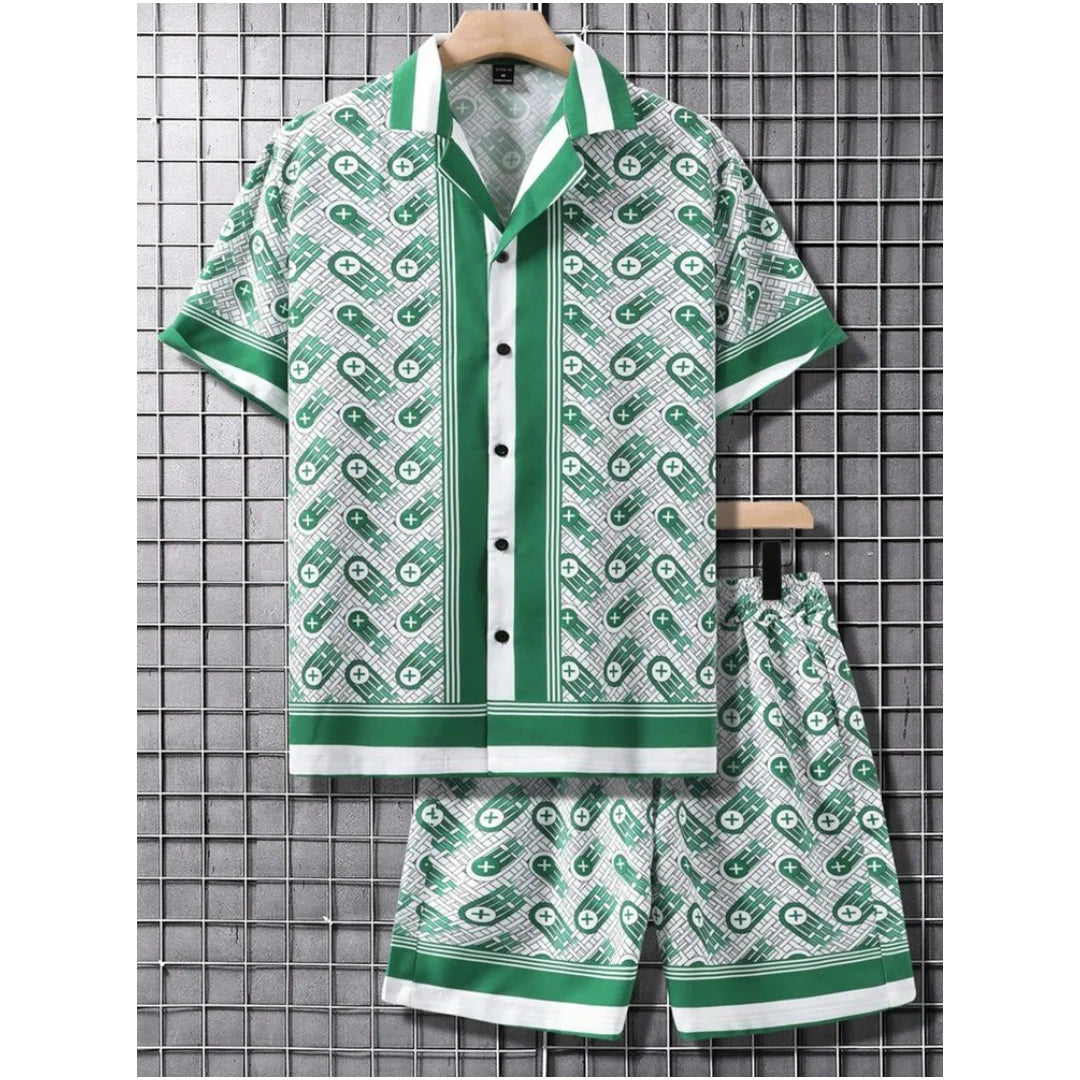 Casual Y2k Men's Shorts, Fashionable Men's Short-sleeved Shirts, Summer Short-sleeved Shirts And Beach Shorts Men's Sets.