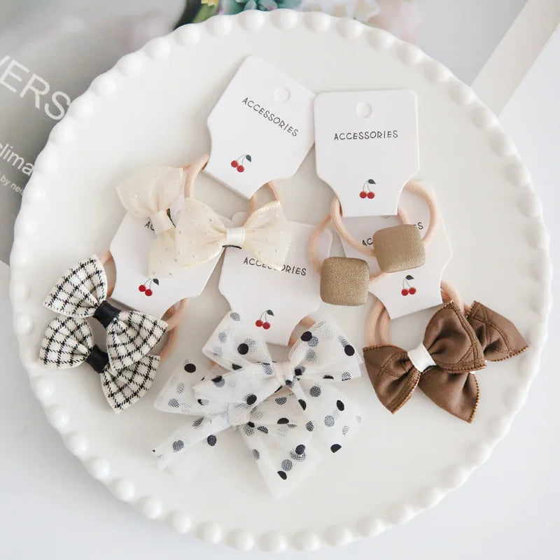 10Pcs/Lot, Elastic Hair Bow Clips for Children, Children's Headwear Hair Accessories for girls, Cute Hair ties, Lovely Hair Rope