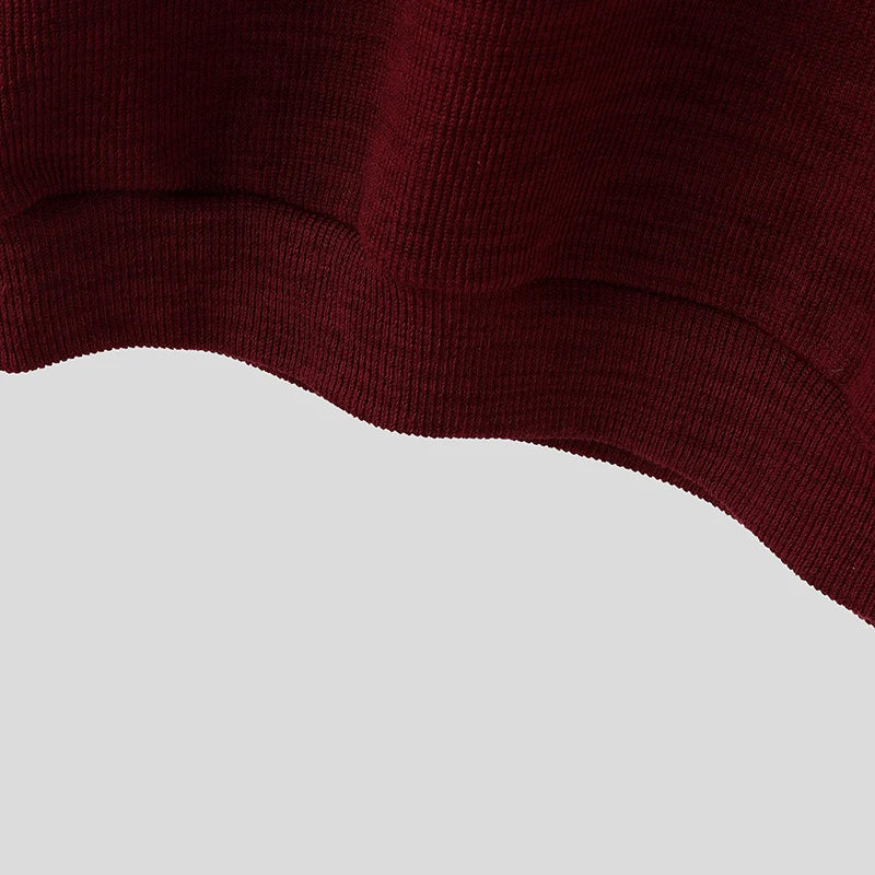INCERUN Men Pullovers Solid Color Knitted Turtleneck Long Sleeve Male Sweaters Streetwear Knitted Fashion Casual Men Clothing