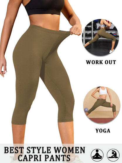 Women's Super Soft Capri Pants High Stretchy Breathable Pants No See Through Workout Running Yoga Athletic Pants Gym Leggings.