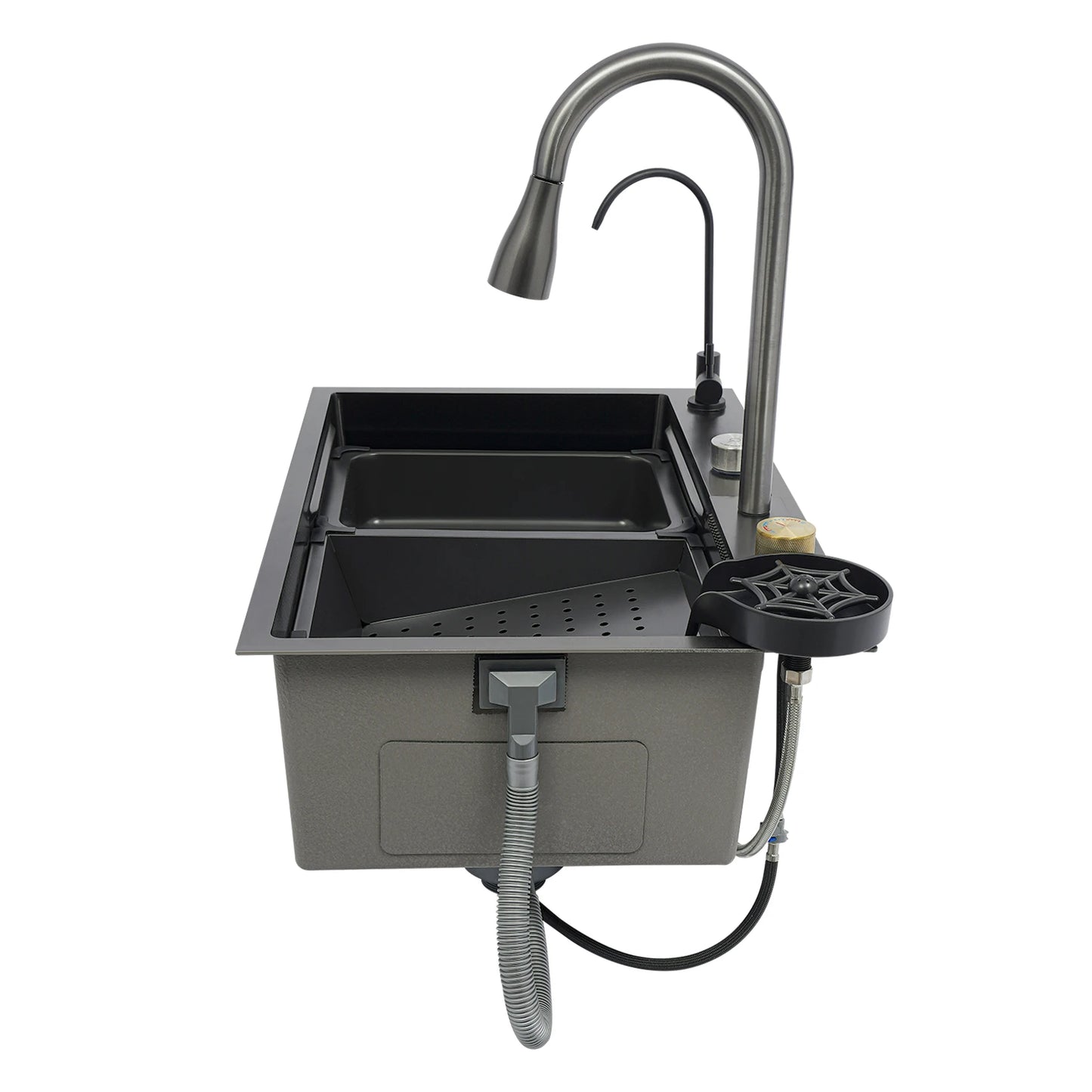 Edelstahl Rechteckige 68*45*21 cm Küche Waschbecken Große Single Slot Wasserhahn Set Seifenspender Tasse Waschmaschine