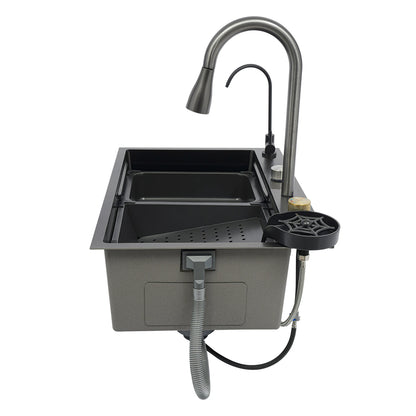 Edelstahl Rechteckige 68*45*21 cm Küche Waschbecken Große Single Slot Wasserhahn Set Seifenspender Tasse Waschmaschine