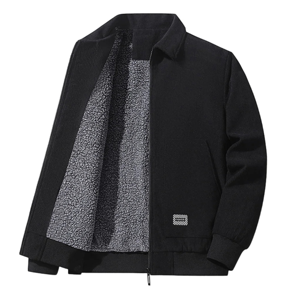 Winter New Arrival Corduroy Jacket Business Casual Windproof Thermal Fleece-Lined Thickened Collared Cotton Coat Fashionable.