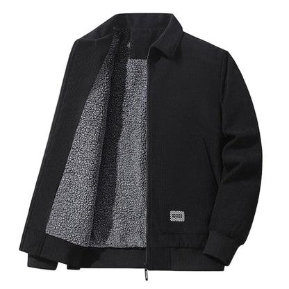 Winter New Arrival Corduroy Jacket Business Casual Windproof Thermal Fleece-Lined Thickened Collared Cotton Coat Fashionable.