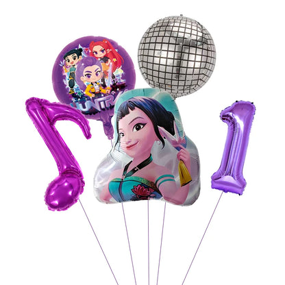 1 Set Kpop Dämonenjäger Thema Ballon Mädchen Alles Gute zum Geburtstag Party Dekoration Kinder Baby Dusche Geschenke Lieferungen