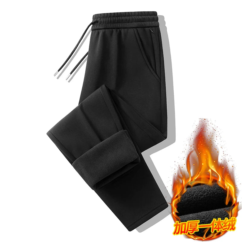 Men's Plus Size Pants Thickened Fleece Lined Thickened Autumn Winter Casual Trousers Loose Warm Outerwear Cold Proof Clothing