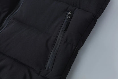 Compass Button Patch Style Men's Stand-up Collar Down Cotton Casual Vest Windproof Men's Jacket Slim Men's Hooded hat Wear.