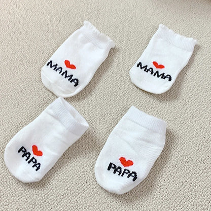 2Pairs Newborn Baby Girls Boys Socks White Cute Love MAMA PAPA  Bebe Cotton Socks Gift Toddler Crew Socks Pack Design.