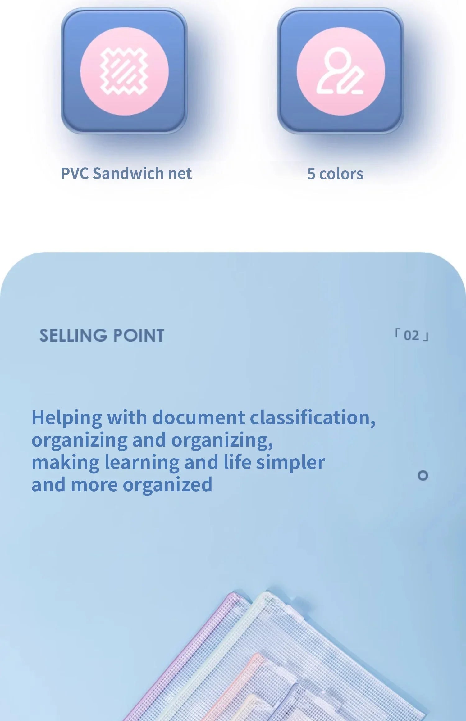 Zipper Mesh Bags A4/A5 Plastic Zipper Bags For Organizing Waterproof Clear Travel Bags Office Supplies Document，color random.