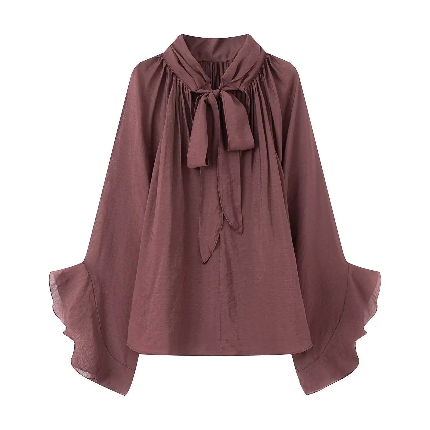 NLZGMSJ Bow DecorationLoose Long Sleeved Blouses For Women New Fashion Ruffle Edge Shirts and Blouses Woman Top.