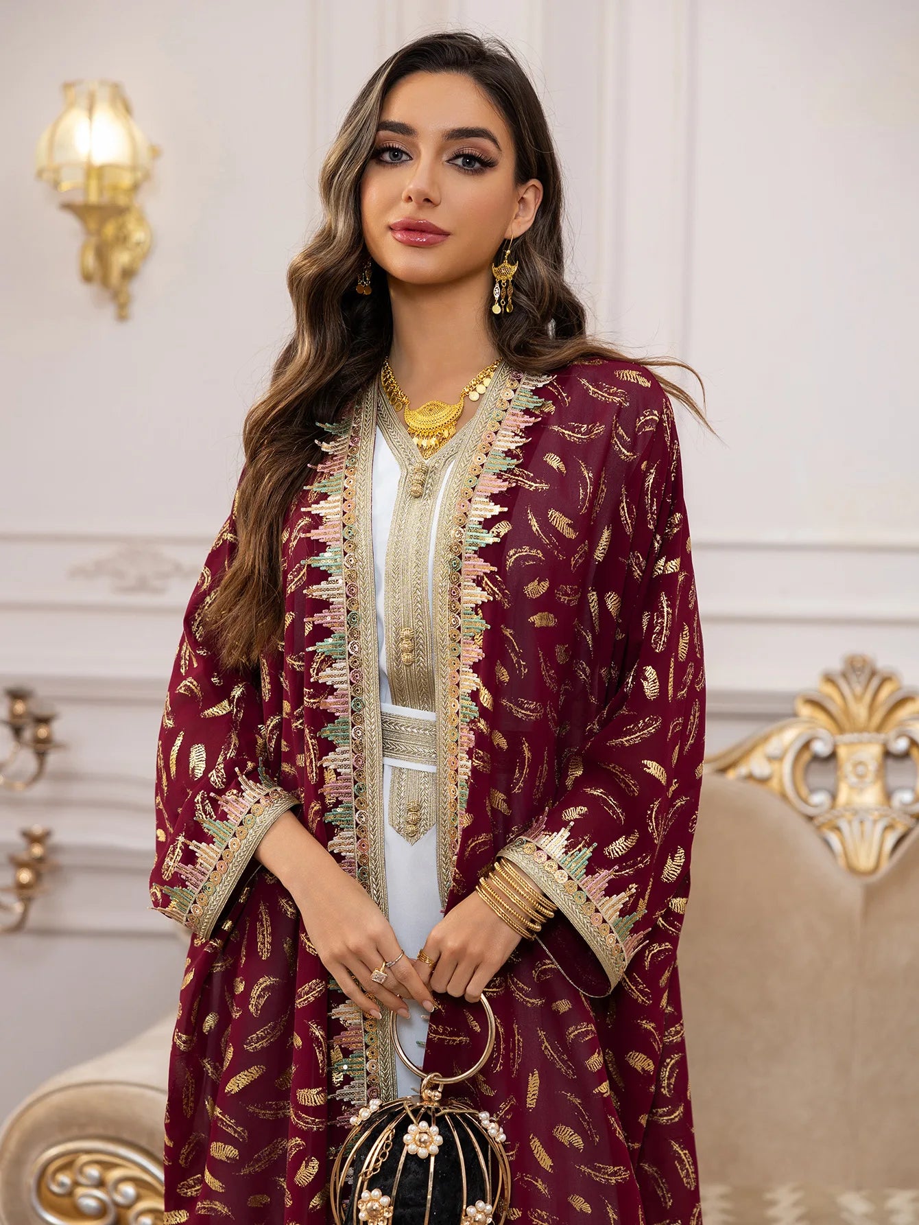 Eid Kimono Jalabiya Muslim Set Women Abaya Dubai Kaftan Morocco Caftan Kebaya Ramadan Dress Djellaba Islam Clothing Ramadan Robe.