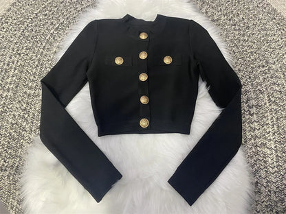 New Autumn Style Black Color Women Long Sleeve Button Rayon Bandage Coat Pants Fashion Women's Set High Street Celebrate Wear.