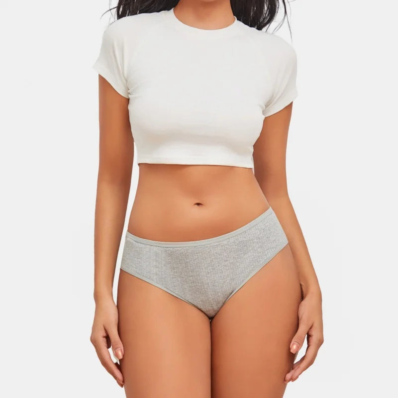 5PCS Women's Cotton Panties Sexy Low Waist Briefs Striped Underpants Female Comfortable Stretch Lingerie Ladies Soft Underwear