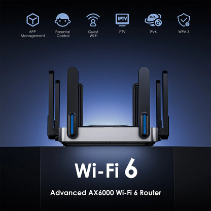 WAVLINK WiFi 6 Gigabit Router AX6000 Dual-Band 5GHz 2.4GHz Wireless Mesh Router 2500Mbps WAN/LAN with 8x5dBi High Gain Antennas.