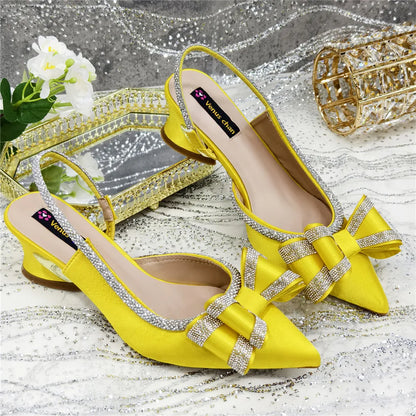 New Arrival Elegant African Party High-heeled Shoes Chain Decoration Trendy Women's Sandals Nigerian Women Wedding Pumps