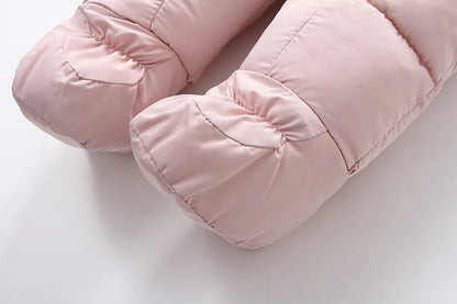 AYNIGIELL 2024 Winter Neugeborenen Verdickung Overall Integrierte Wolle Mit Kapuze Unten Strampler Baby Jungen und Mädchen Warme Schneefeste Overalls