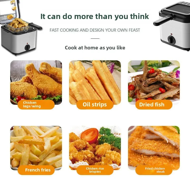 2.5L Electric Deep Fryer Large Capacity Oil Oven Countertop Commercial Fryer for Street Vendors Fried Chicken Fries Pot EU/US.
