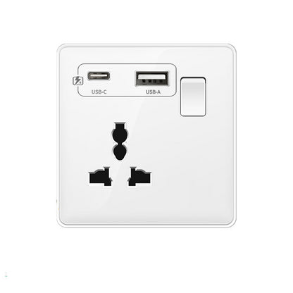 18 W Typ-C-Stecker, Schnellladung, UK 13 A USB-Wandsteckdose, Steckdose mit 3,1 A USB C, universelles Dual-5-Pin-Steckdosenpanel.