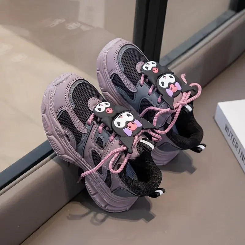Kuromi Girl Shoe Spring Autumn Sanrios New Anime Figure Mesh Cloth Kawaii Cartoon Child Resistant To Dirt Sneakers Breathable.