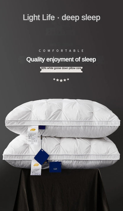 95% Goose Down Pillow White Cotton PillowCover Rectangle Bedroom Sleep 5-Star Hotel Pillow Low-Mid-high Pillows for Sleeping.