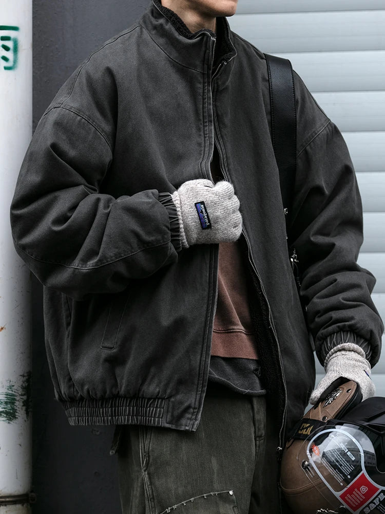 Japanese Vintage Polar Fleece Jacket Men Winter High Quality Thick Jacket Korean Streetwear Loose Couple Trendy Warm Coat Male.