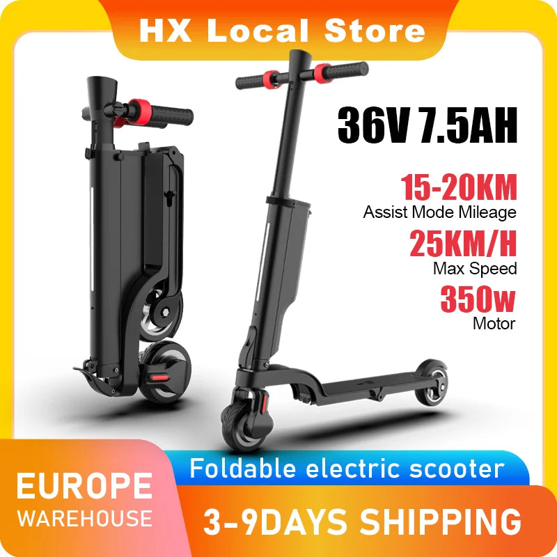 HX X6 7.5AH electric scooter e scooters 350W 25KM/H Foldable Electric Kick Scooter Scooters 5.5 Inch APP Smart adult Escooter.