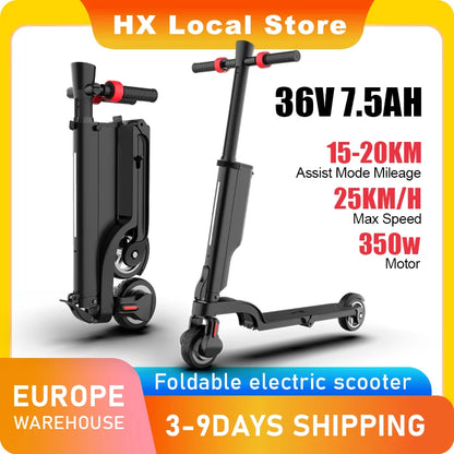 HX X6 7.5AH electric scooter e scooters 350W 25KM/H Foldable Electric Kick Scooter Scooters 5.5 Inch APP Smart adult Escooter.