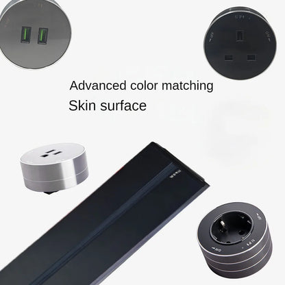 MANLEIKE Schienensteckdose UK EU US-Standardschiene zur Wandmontage, abnehmbarer Universalstecker für Haushaltsgeräte, Leistung 8000 W mit USB-Anschlüssen.