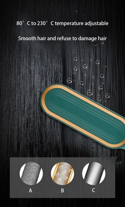 Thermostatic hair straightener Comb 5 temperature settings Straightening brush Quick heat professional hair straightening brush