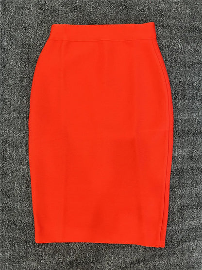 60CM Knee Length Stretch Bandage Skirts Women Candy Color Bodycon Pencil Skirt Ladies Elegant Office Business Formal XL XXL.