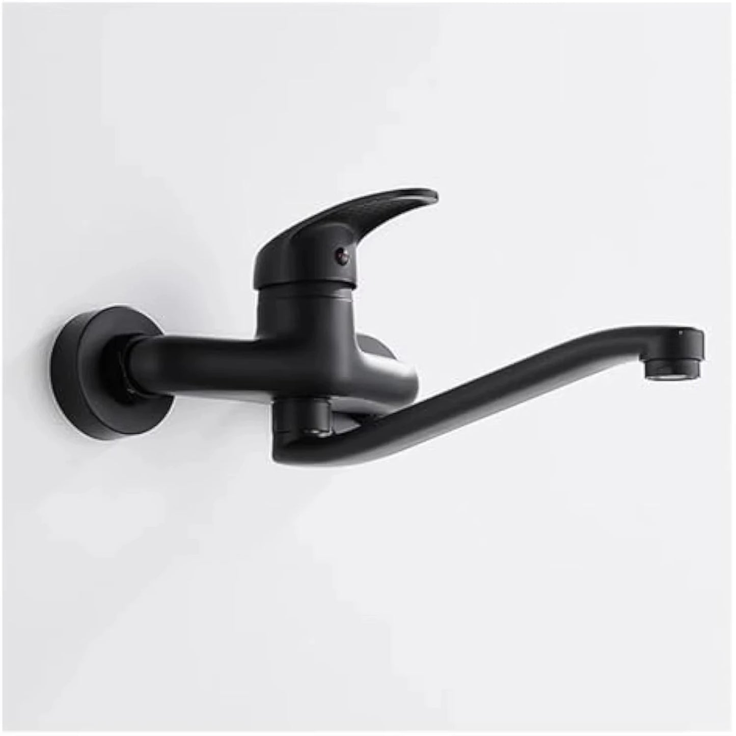 Chrome/black wall-mounted swivel, two-way spout, water stream sprayer, hot and cold water flexible hose kitchen mixer tap