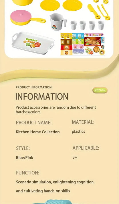 Mini Kitchen Counter Play Set DIY Simulated Cooking Food Tableware Play House Role Play Pretend Game Toy Gift Kid Boy Children.