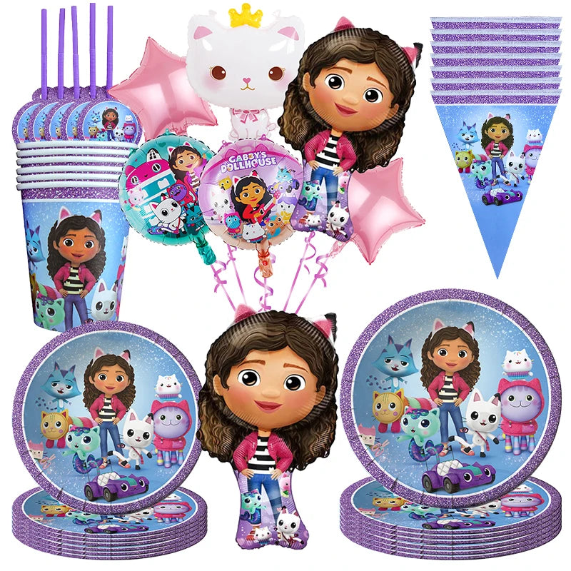 Disney Gabby Puppenhaus Geburtstag Party Dekoration Ballon Servietten Kinder Einweggeschirr Thema Party Supplies Kinder Geschenke.