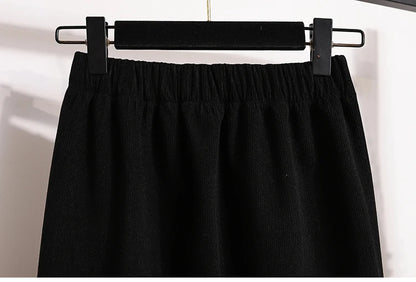 2025 Autumn Winter Plus Size Skirts Women High Waist Solid A-line Skirt Back Slit Korean Thick Elegant Fleece-lined Style Skirts